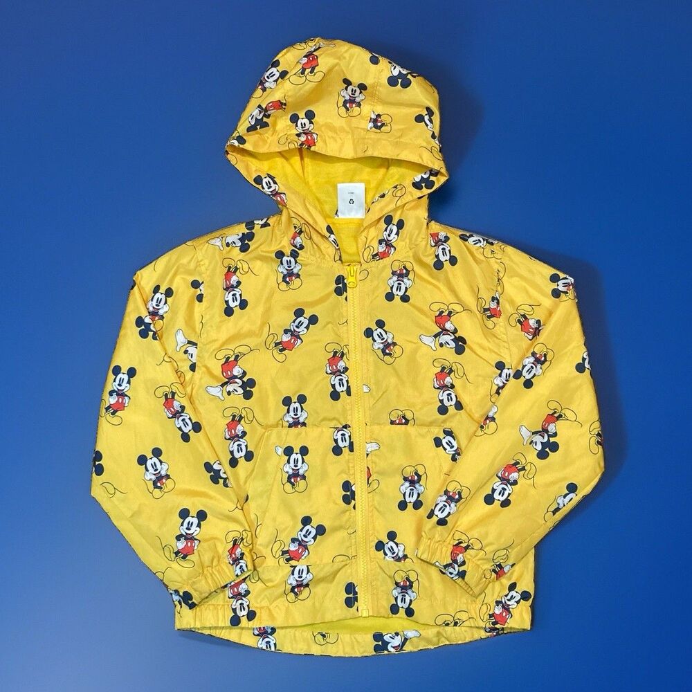 Disney Collection Mickey Mouse Yellow Hooded Jacket Coat Outerwear Size 7/8